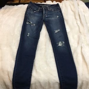 American Eagle Blue Distressed Jeggings